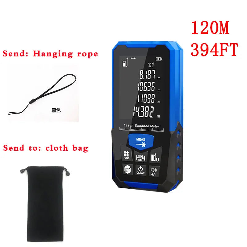 Laser Rangefinder Tape Measure Tool Distance Meter With Angle Function Bicolor Soft Adhesive Measuring Distance 50/100 M