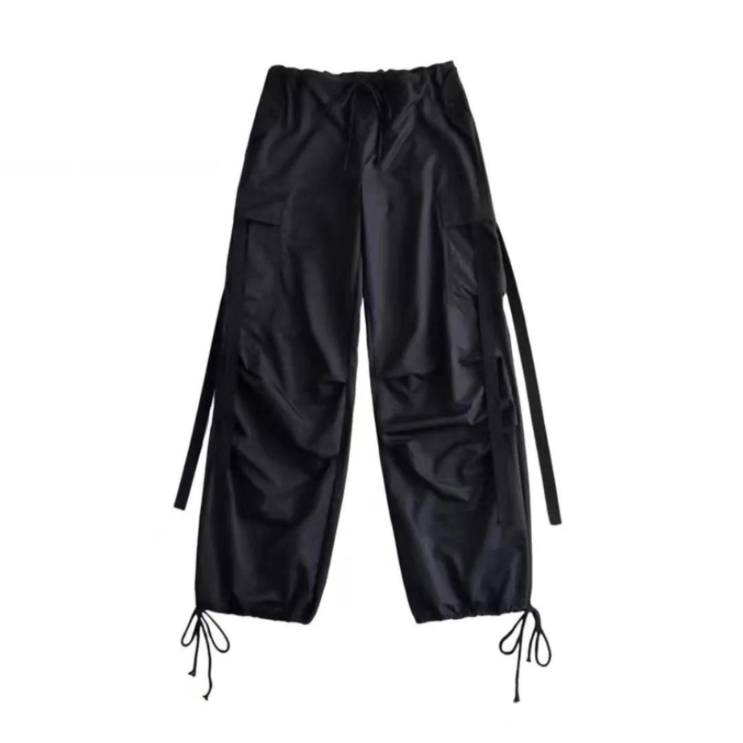 Pink Sash Loose Wide Leg Pants Women's Spring Summer Thin Drawstring Trousers Casual Loose Long Pants Trendy Commute Style