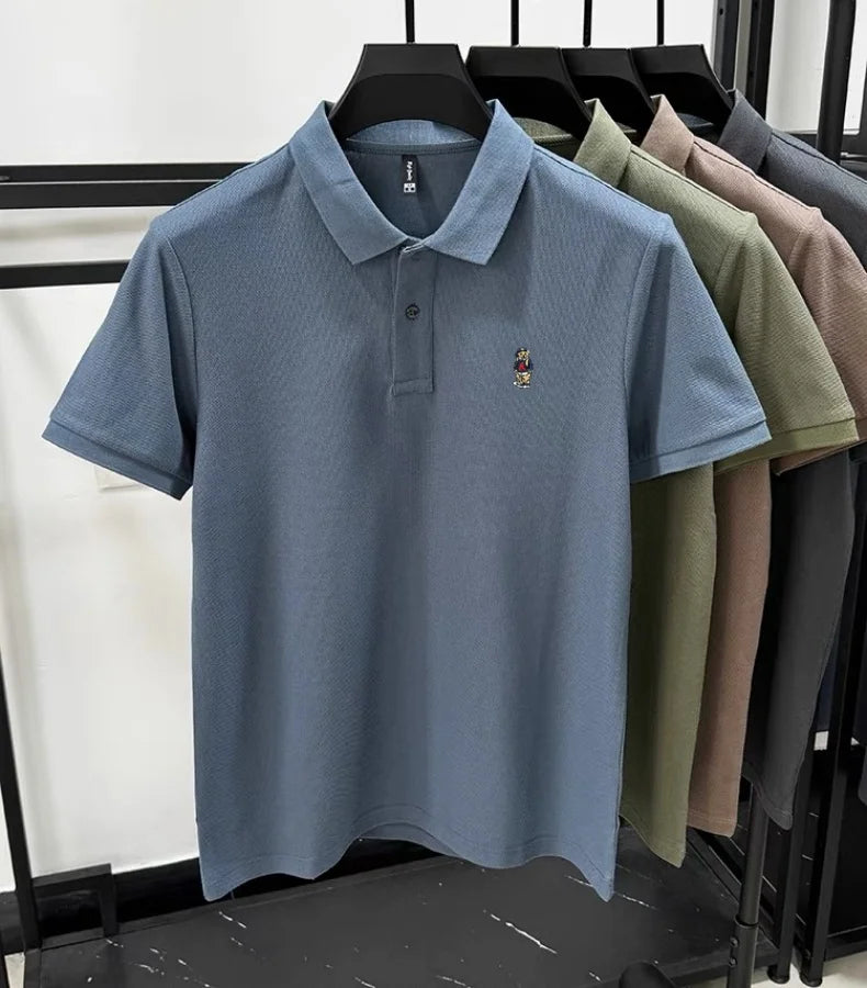 100% pure cotton high-end brand men short sleeve polo shirt new cartoon embroidery summer comfort texture luxury casual T-shirt