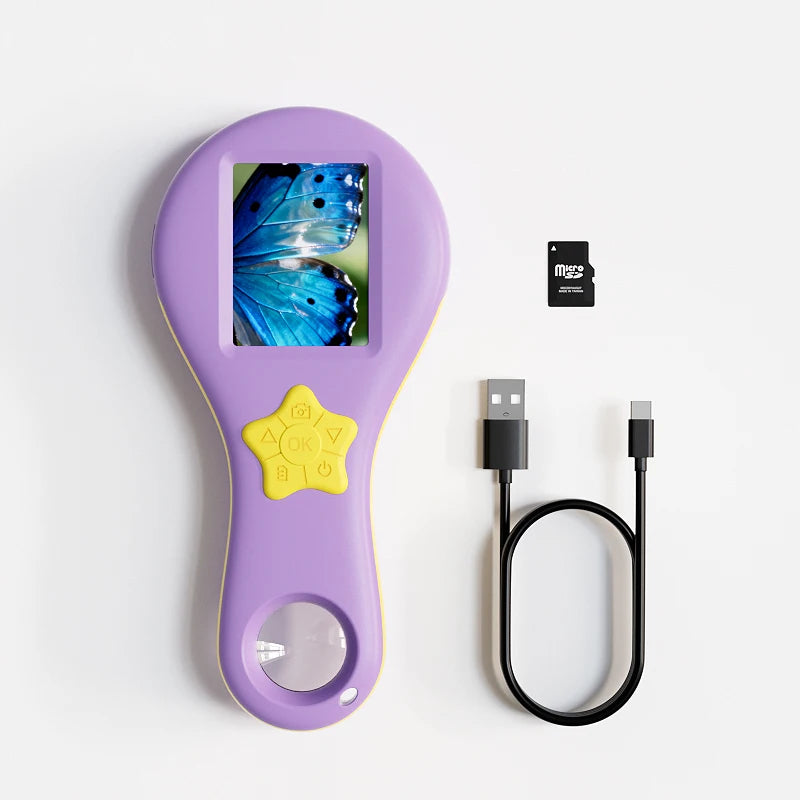 Digital Magnifier 2.0'' IPS Screen 2.0MP Purple Handheld Video Microscope Camera 50X Magnification 8LEDs With Magnifying Glass