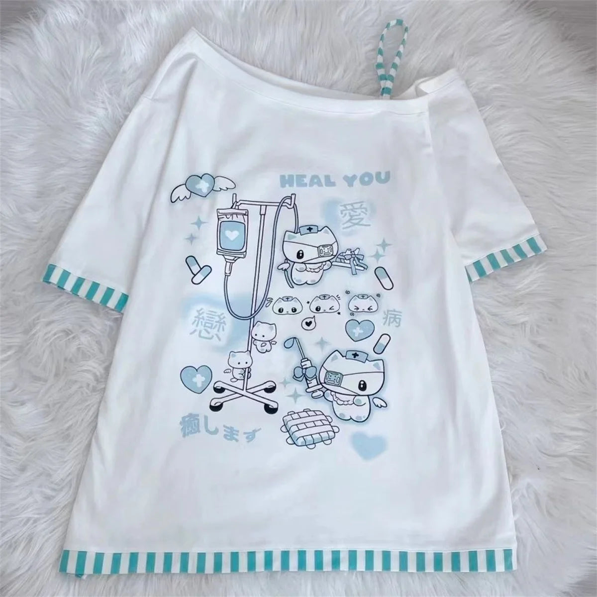 Summer T-Shirts Japanese Women T Shirts Oversized Tops 2025 Ropa Mujer Off Shoulder Anime Print Tees Casual Fashion Y2k Tshirts