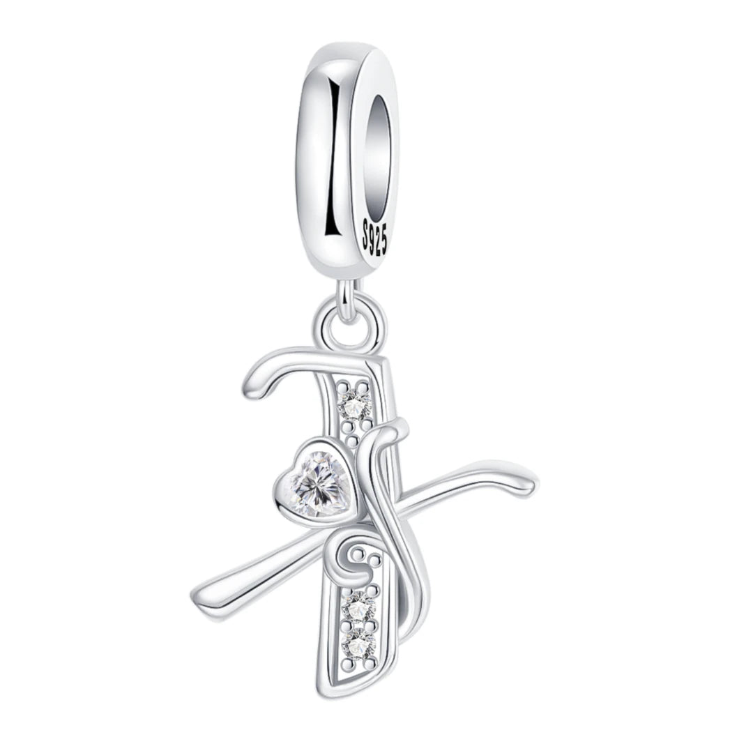 925 Sterling Silver A-Z 26 English Letters Retro Fashion Pendant Fit Original Bracelet Charm Beads Necklace Diy Female Jewelry
