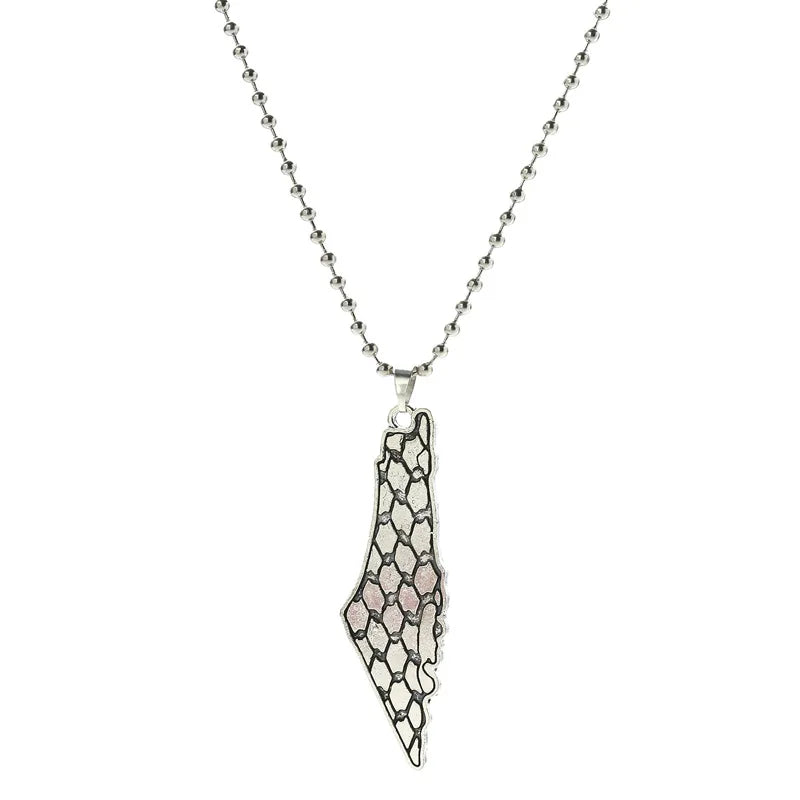 Palestine Country Map Flag Pendant Necklace for Men Women Stainless Steel Necklaces Jewelry Gifts 