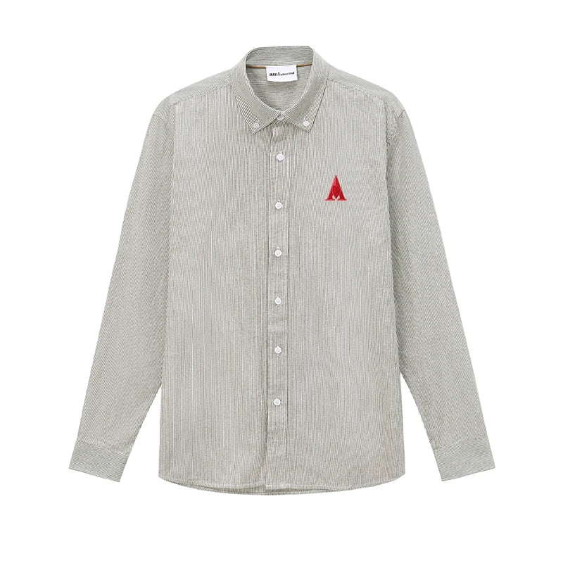 100% pure cotton heart A shirt men's solid color long sleeved high-quality brand AMI AMORING shirt men's spring casual shirt