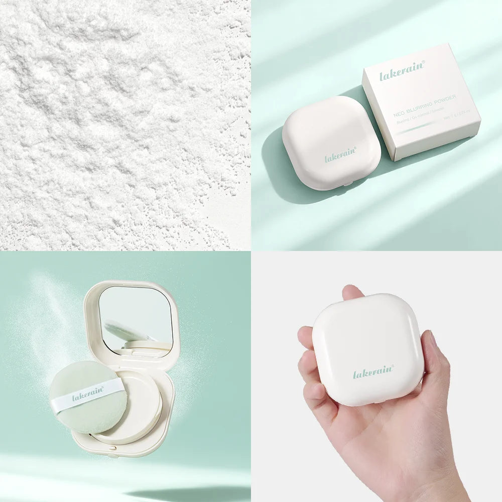 Lakerain Blurring Oil Control Powder Smooth Matte Finish Sweat Humidity Resistant Leak-Proof Design Blurring Hydrating Powder