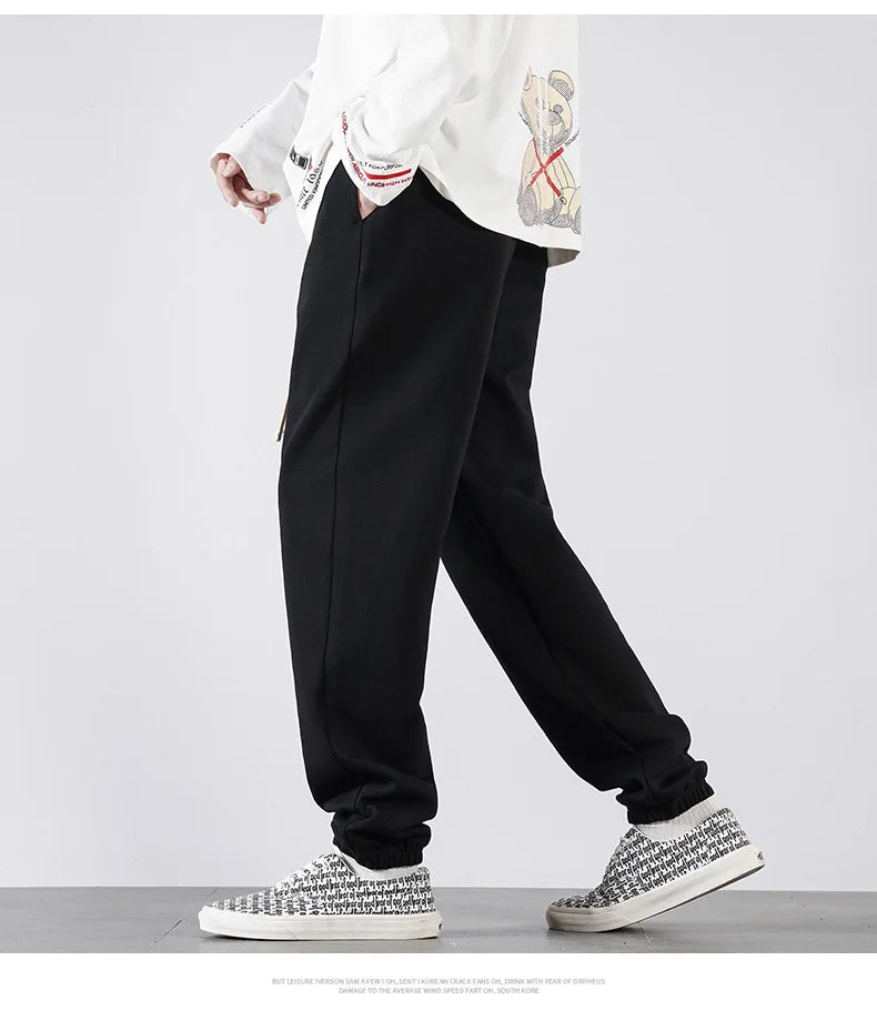 Men Big Tall Sweatpants Extra Long Length Sports Jogger Male Winter Fleece Sweat Pants Black Cotton Stretch Elastic Waist 120cm