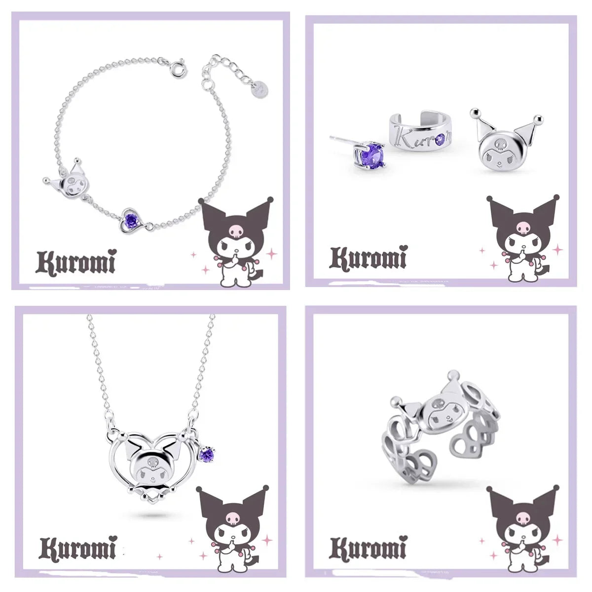 Cartoon Anime Necklace Set Cute Animal Clavicle Chain Pendant Earrings Jewelry Set Jewelry Accessories Girl Gift