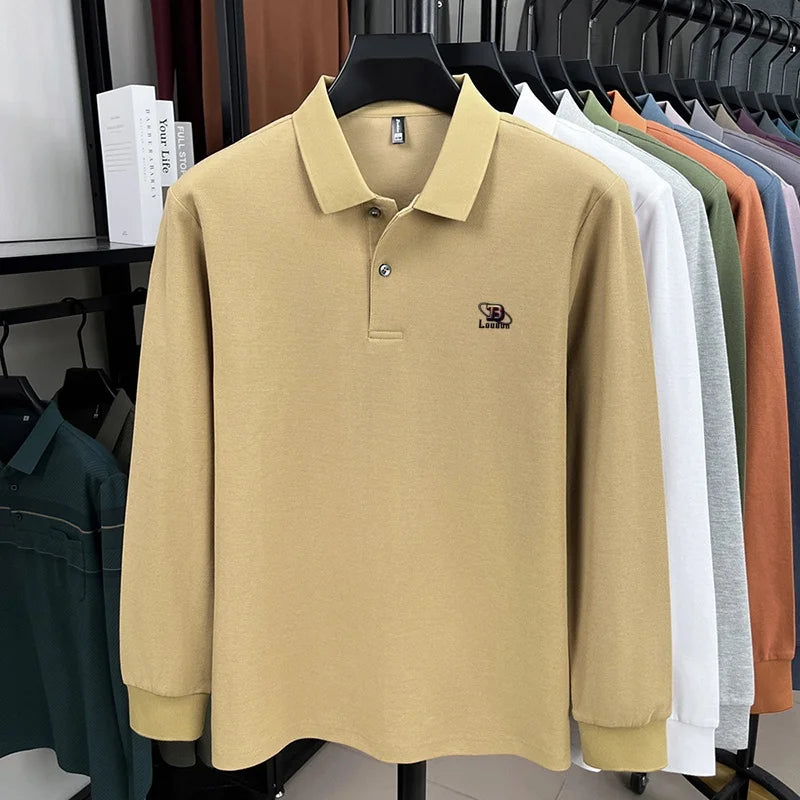 100% pure cotton 2025 Spring and Autumn new high-quality men business casual POLO shirt exquisite brand embroidered T-shirt top