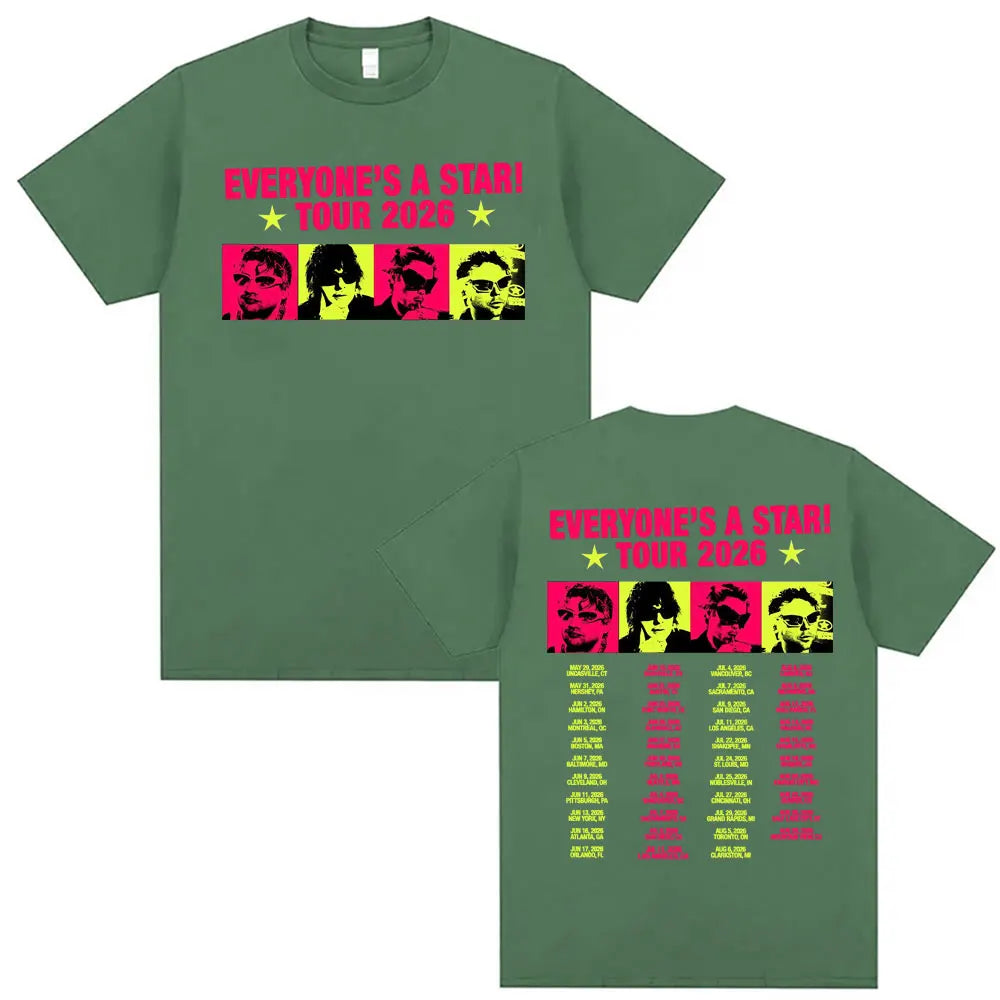 5 Seconds of Summer Everyone's A Star Tour 2026 Album T-shirts Men's Women Retro Hip Hop Style T Shirt Summer Tops Loose T-shirt