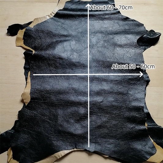 0.7/0.9mm Black Vegetable-Tanned Sheepskin. Top-Grain Leather. Genuine Leather Fabric. DIY Hand For Shoes.Bag. A Whole Sheepskin
