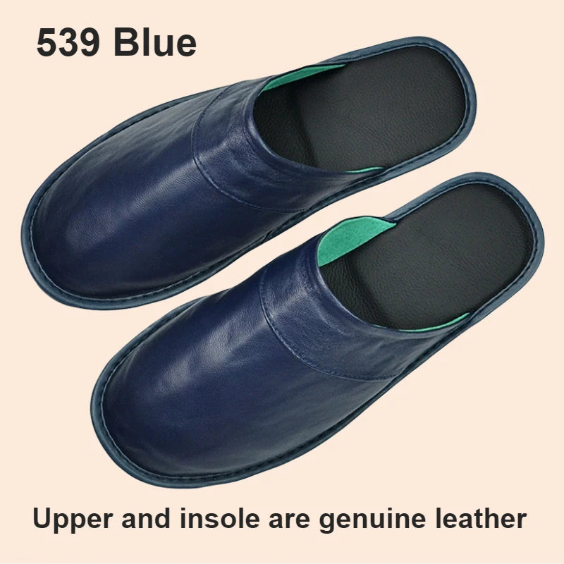 Soft Sheepskin cow Leather Slippers Homes in indoor slipper Spring Autumn men women elderly non-slip casual single shoes summer