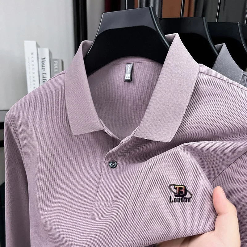 100% pure cotton 2025 Spring and Autumn new high-quality men business casual POLO shirt exquisite brand embroidered T-shirt top