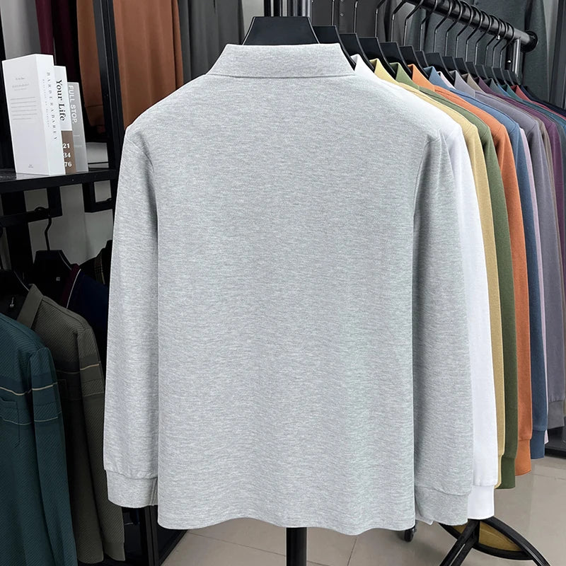 100% pure cotton 2025 Spring and Autumn new high-quality men business casual POLO shirt exquisite brand embroidered T-shirt top