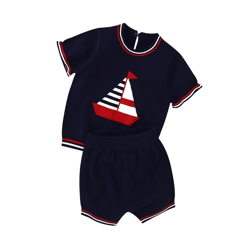 Baby Clothes Sets 0-18m Newborn Infant Boys Cotton Short Sleeve Pullovers Tops+Shorts Suits Casual Toddler Outwear Outfit Summer