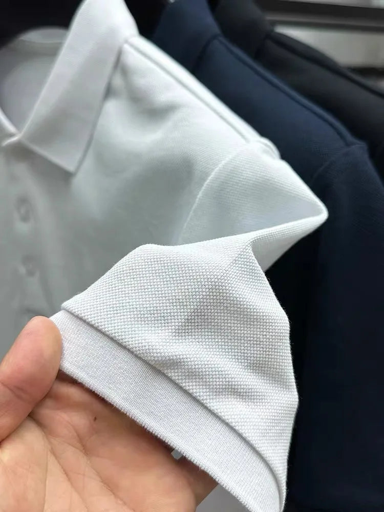 100% pure cotton comfortable breathable men's shortsleeved summer high-end brand embroidered polo shirt business casual T-shirt