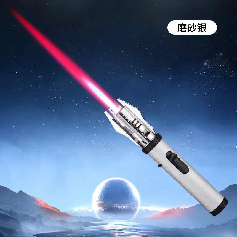 2023 High Temperature Welding Gun Lighter Windproof Red Flame Cigar Lighter Butane Inflatable Lighter Outdoor BBQ Men's Tools