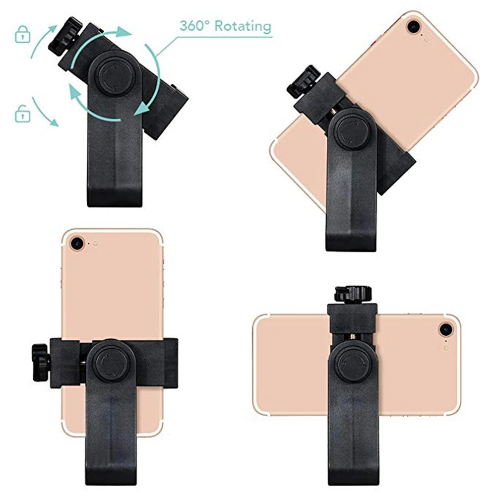 1/4 Universal Tripod Mount Adapter Adjustable Cell Phone Tripod Holder Clip Vertical 360 Rotation Tripod Accessories for iPhone