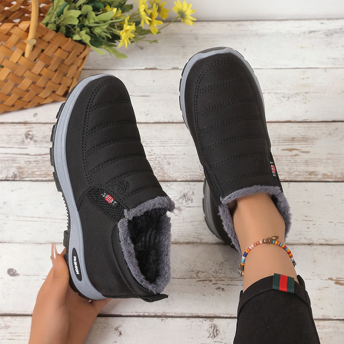 Women's Shoes, Women's Sports Shoes, Fleece and Thickened Boots, Lightweight Soft-Soled Women's Snow Boots