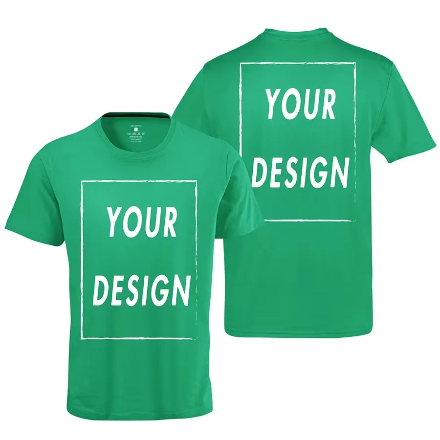 Summer 100% pure cotton T-shirt for men and women solid color round neck top customized team uniform personalized 3D printing