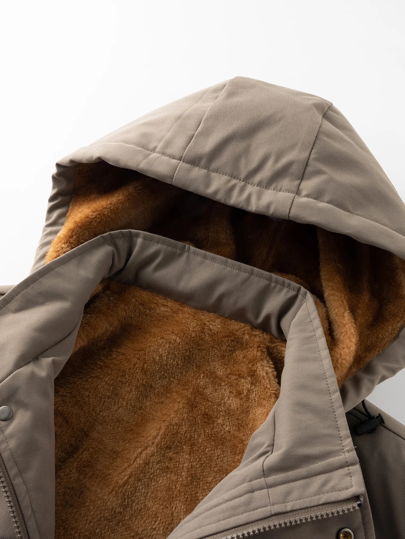Winter - Proof Men's Jacket: Khaki, Hooded & Plush Fleece Interior