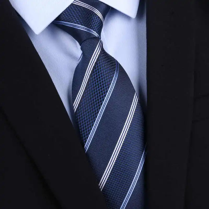 High Quality 100% Real Silk Tie For Men's Business Banquet Formal Shirt Accessories With Fashionable Striped Pattern 8CM Necktie