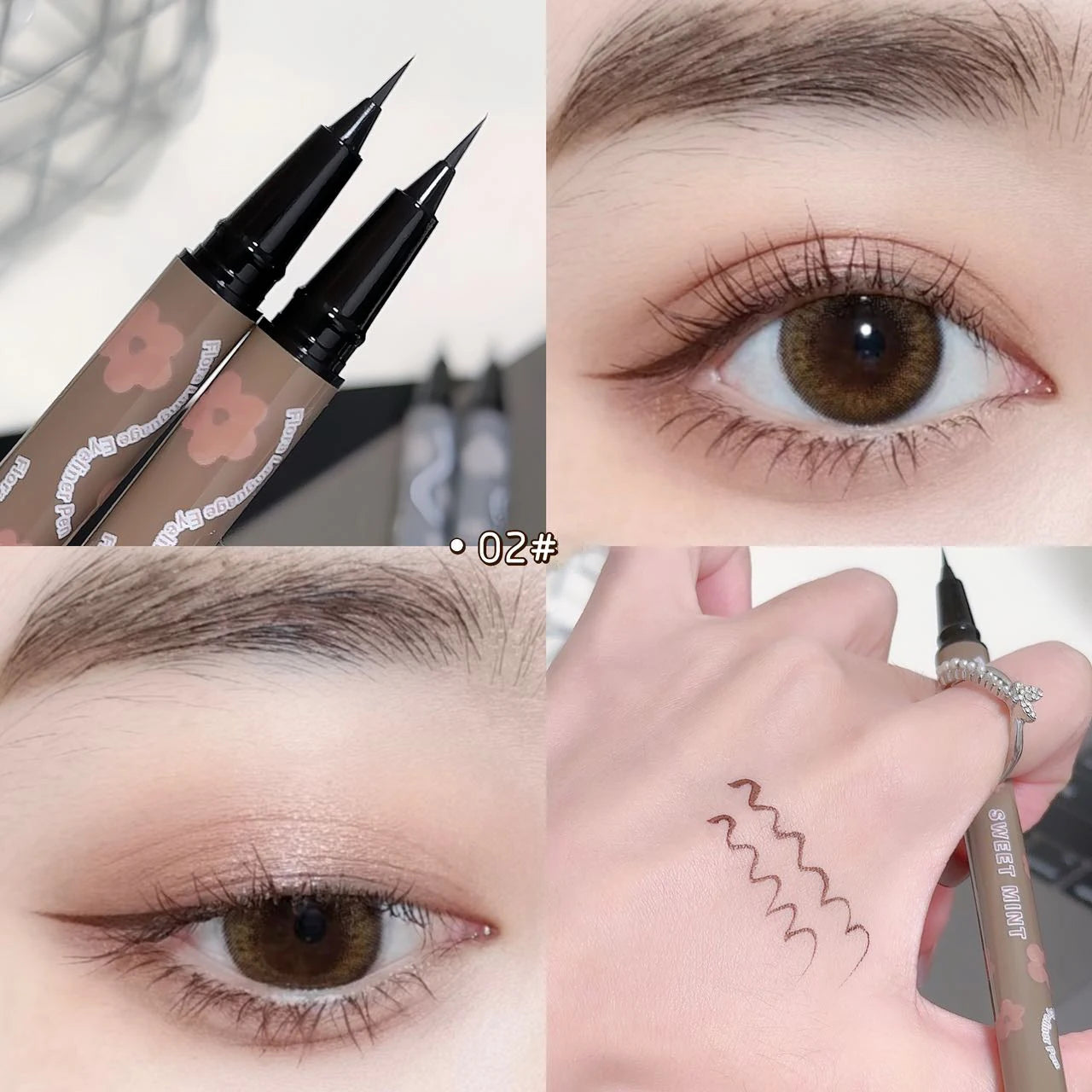 SWEETMINT Eyeliner Pen Quick Dry Liquid Eye Liner Easy To Draw Ultra-fine Lying Silkworm Pencil Black Brown Lower Eyelash Makeup