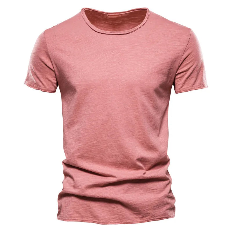 100% Cotton Men T-shirt V-neck Fashion Design Slim Fit Soild T-shirts Male Tops Tees Short Sleeve T Shirt O-neck for Men