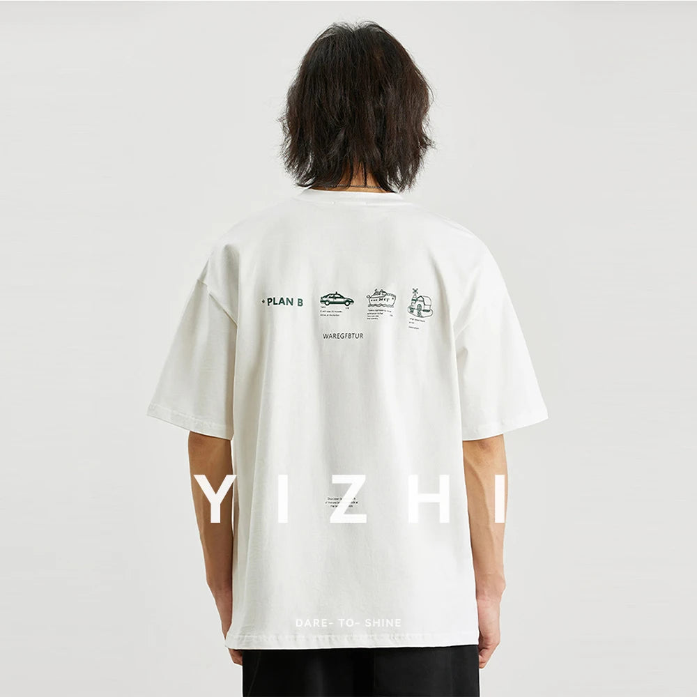 100% Cotton Men's Printed T-shirt 2025 Summer New Fashion American Loose Short-sleeved Round Neck Half-sleeved Top Men Tshirt