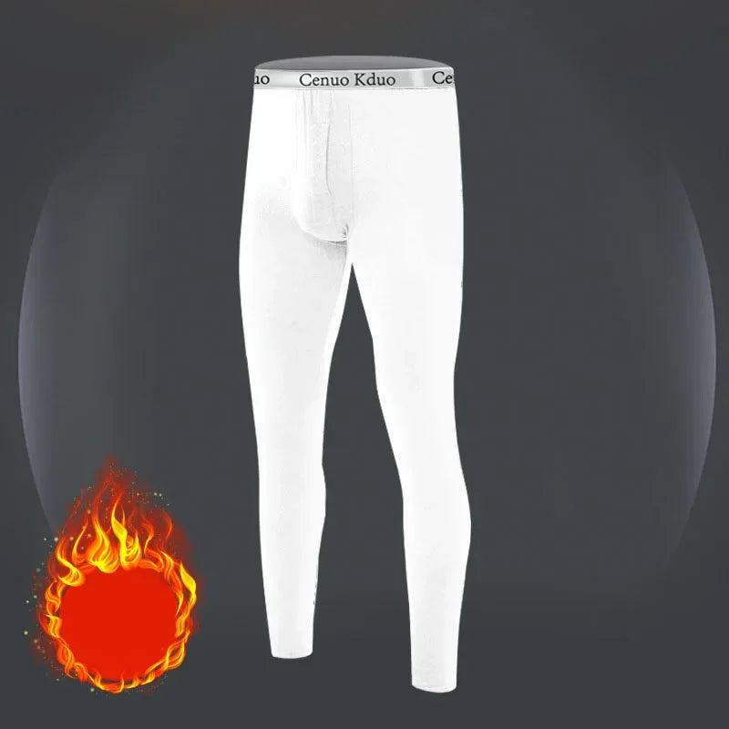 Warm Pants for Men with Plush and Thickened Autumn and Winter High Elasticity, Tight Fitting Sports Bottoms and Slim Fitting Pan