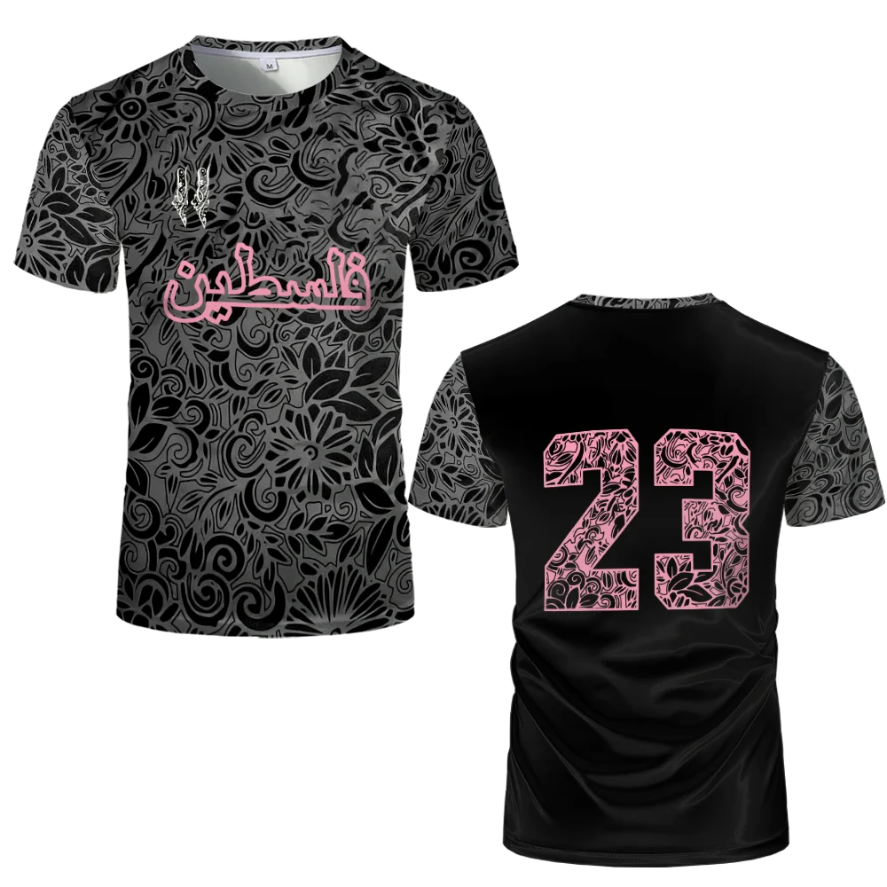 Palestine Football Jersey T Shirts Adult & Kids Light Luxury Digital Printed Soccer Uniforms Summer Mens Palestinian Flag Tees