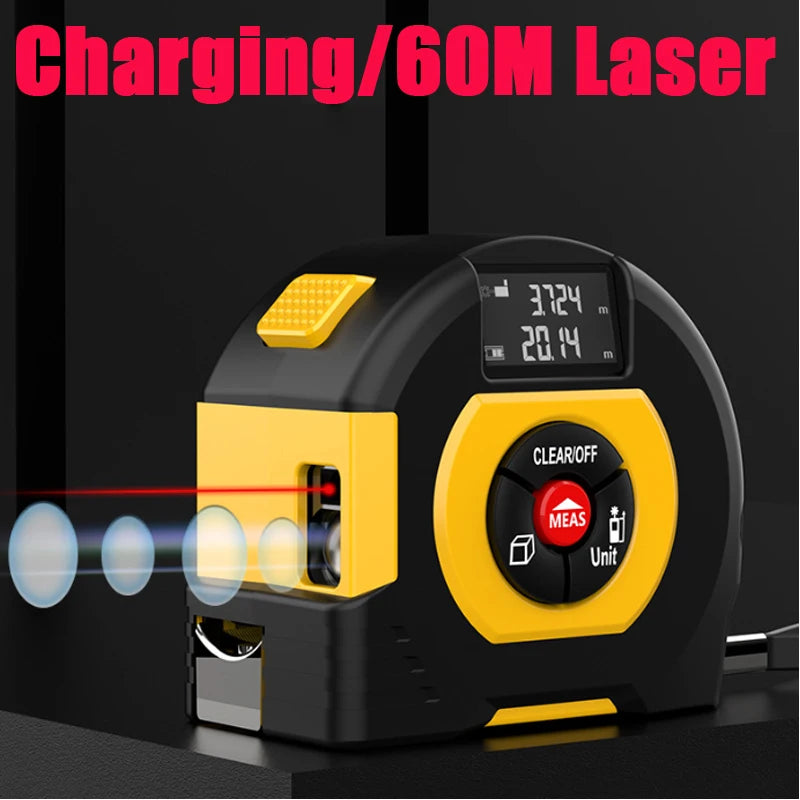 3 In 1 Laser Tape Measure Laser Distance Measuring Rangefinder Infrared High-precision Digital Electronic Ruler Measuring Level
