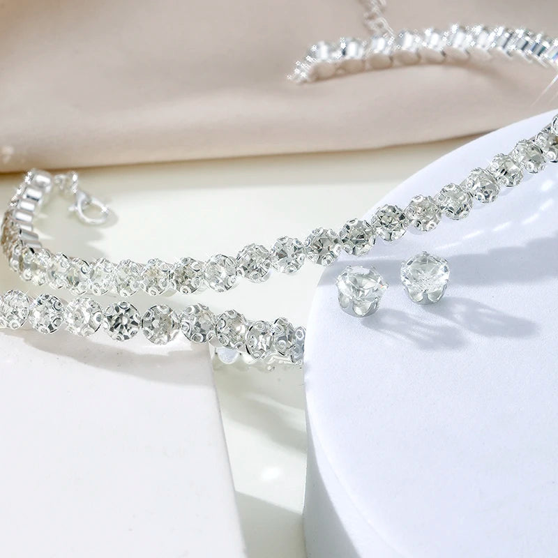 4 Pieces of Women's Fashionable and Minimalist Necklaces with Earrings, Bracelets, Jewelry Sets, Banquet and Party Accessories