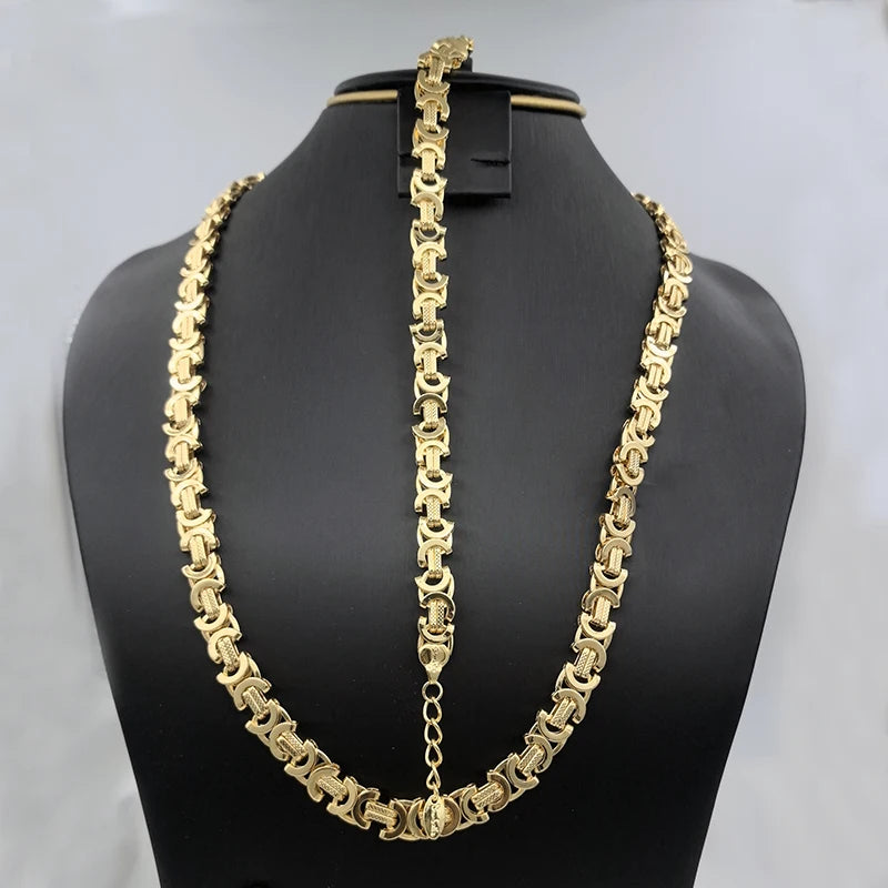 African Jewelry Big Set For Women Men Necklace Dubai Three Color Charm Bracelet Jewellery Xmas Daily Wear Party Gifts