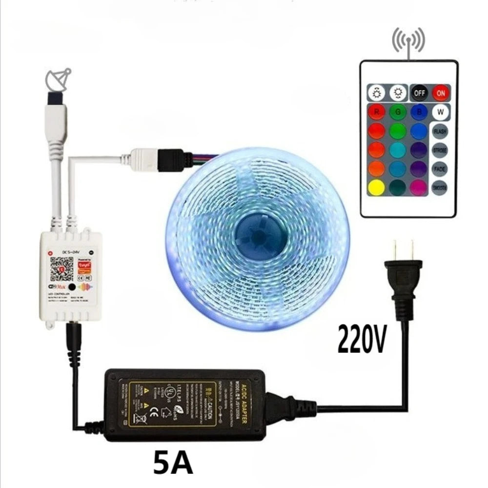 LED Strip 5050 DC 12V RGB Waterproof Flexible Neon Light Stripe 30LED/MLed 60LED/MLed PWM For Room Bedroom Decor TV Backlights