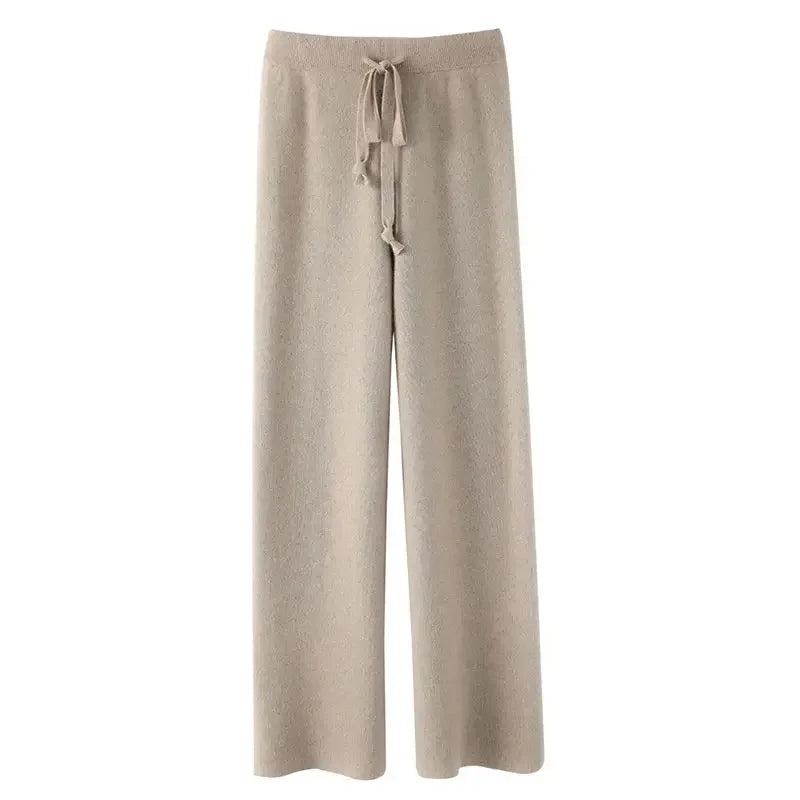 Soft Knitted Pants Women's Autumn/Winter Outerwear Hanging Knitted Wide Leg Pant White Floor Pants Straight Leg Pants