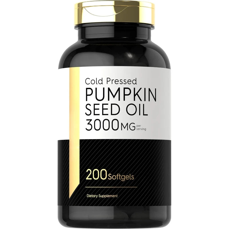 Pumpkin Seed Oil Capsules 3000mg Extract Body Essential Fatty Acids Cold Pressed Non-GMO Gluten Free 200 Count Supplement