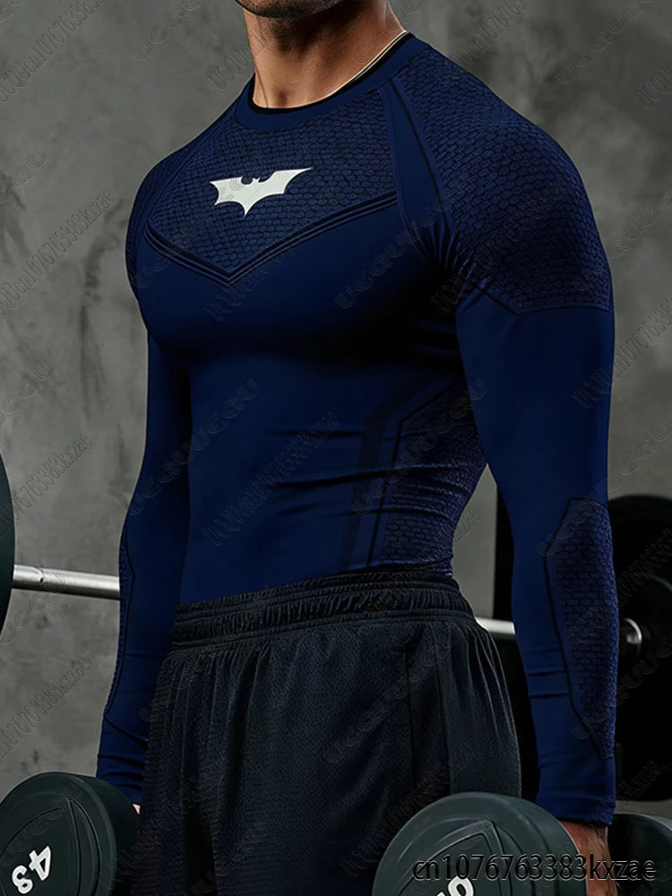 DC Batman Print Men's Sports Running Fitness Top Summer Breathable Quick Drying Long/Short Sleeve Classic Gym Tees Man Tops