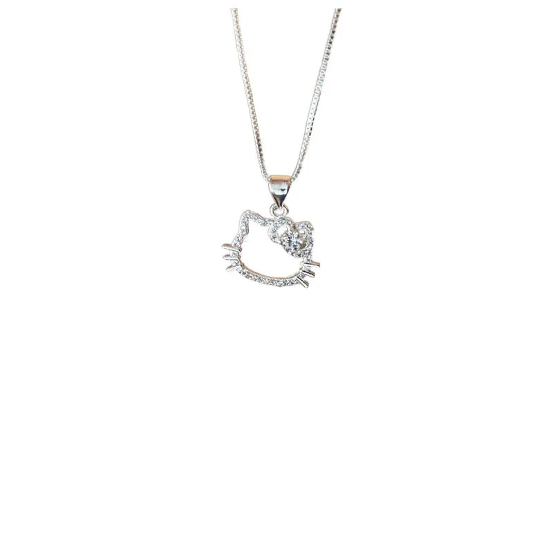 Sanrio Hello Kitty Necklace Cute Cartoon Clavicle Chain Pendant Women's Simple White Elegant Jewelry Fashion Friend Couple Gifts