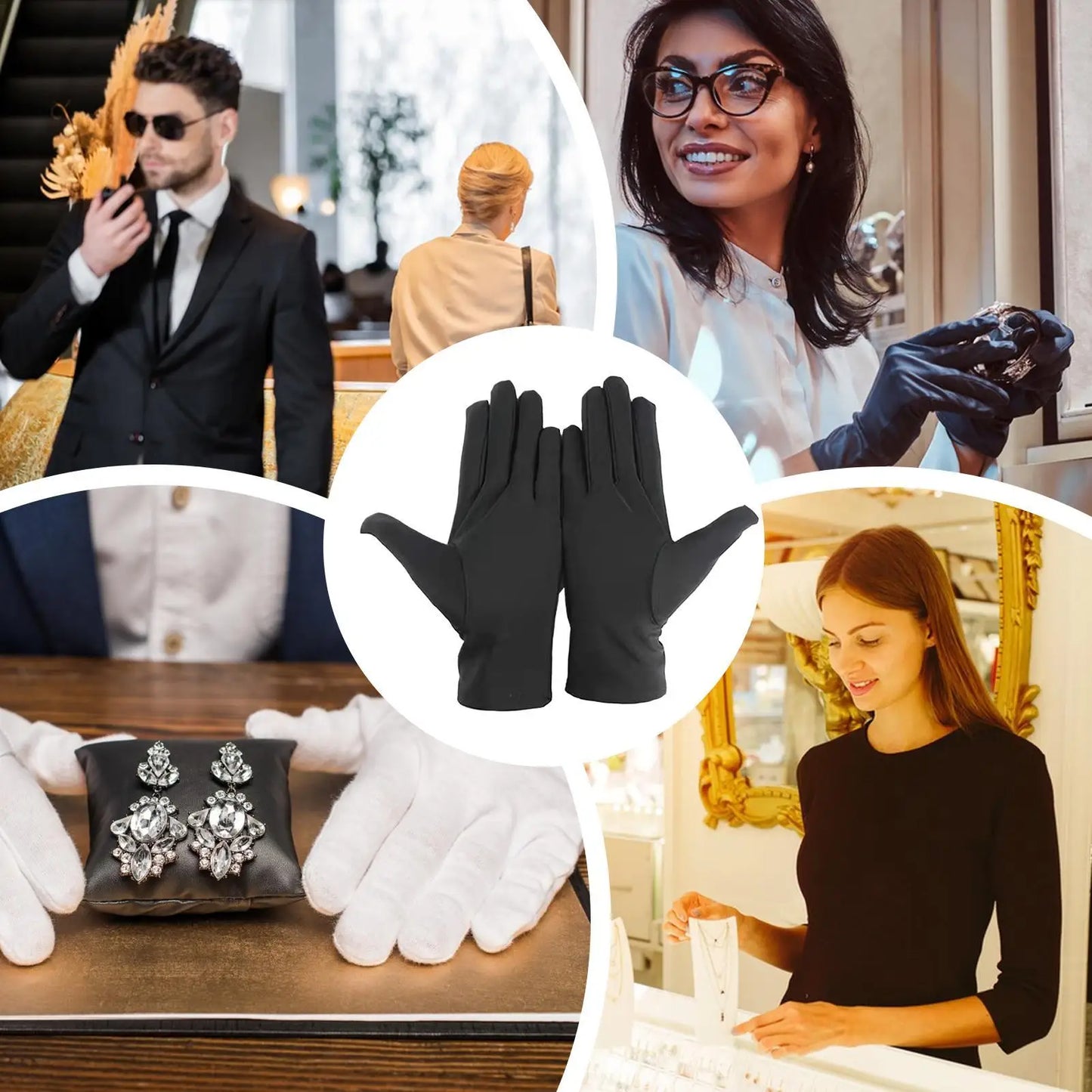 Jewelry gloves black Soft Fashionable for Etiquette Jewelry Appreciation Quality Inspection Unisex Labor Protection Gloves