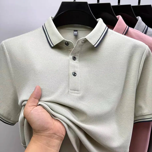 100% pure cotton men's polo shirt summer new fashion casual short sleeve comfortable luxury new simple solid color lapel T-shirt
