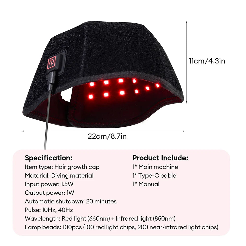 650nm+850nm Red Light Infrared Hair Growth Cap Hair Loss Treatment Hat Hair Regrowth Care Anti Hair Loss Restore Hair Thickness
