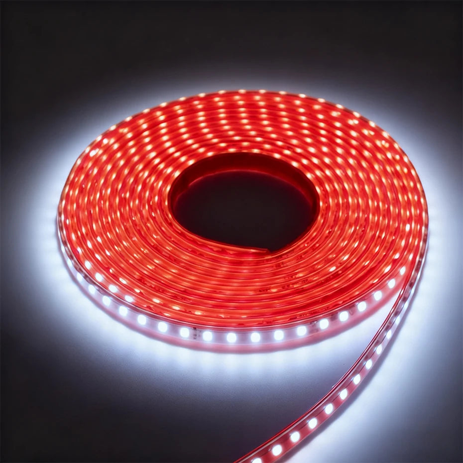 Led Strip Light AC220V 120LEDs/m Flexible Tape IP67 Waterproof with EU AU UK Timing Dimming Switch Plug Self-Adhesive LED Light