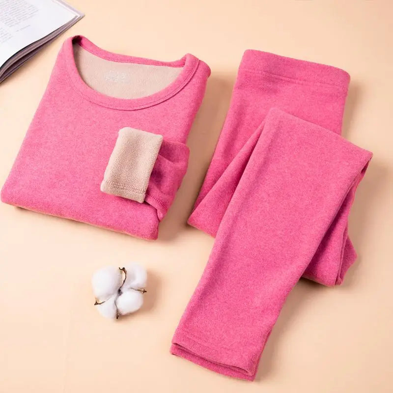 Thermal Underwear Women Suit Thicken Lamb Fleece High Elastic High Waist Long Johns Bottoming Two Piece Sets Thermos Clothing