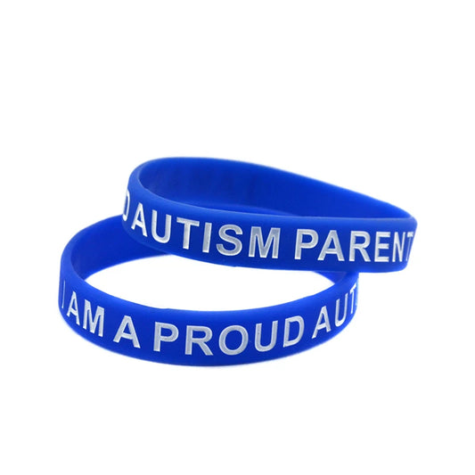 1 PC Autism Awareness Motivational Silicone Bracelet Blue Rubber Bangle I Am A Proud Autism Parent Wristband