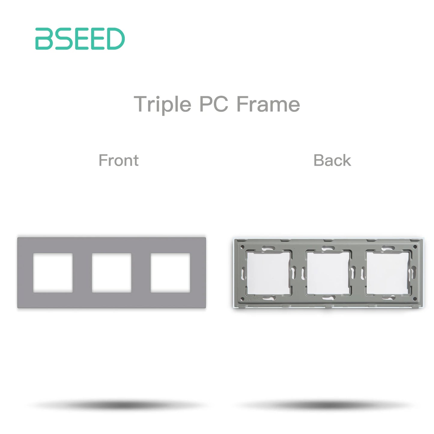 BSEED Only Plastic Frame Panel Single Double Frames Wall Socket Triple Four Frames DIY Part with Metal Frames White Black Golden