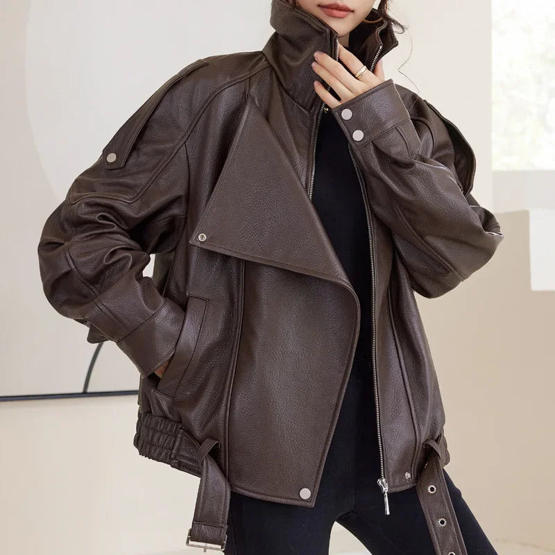 100% Sheepskin Real Leather Jacket Women Winter Clothes Cropped Motorcycle Jackets High Quality Outerwears 2024 дубленка женская