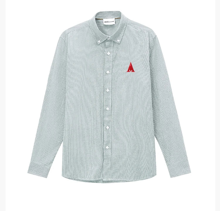 100% pure cotton heart A shirt men's solid color long sleeved high-quality brand AMI AMORING shirt men's spring casual shirt