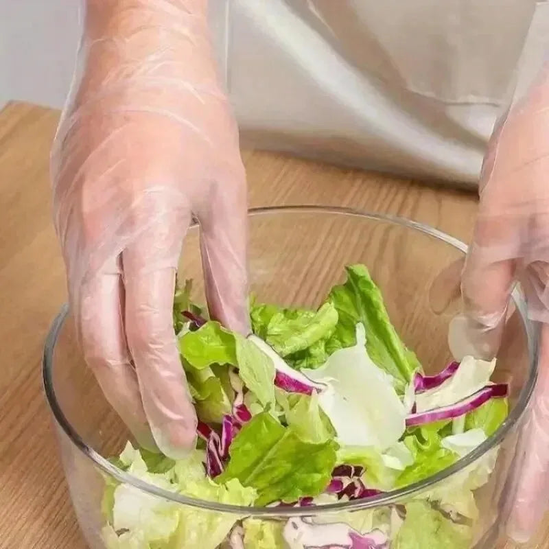 100/200pcs Disposable Gloves, made of durable material, easy to use. Suitable for cleaning in the kitchen and bathroom.