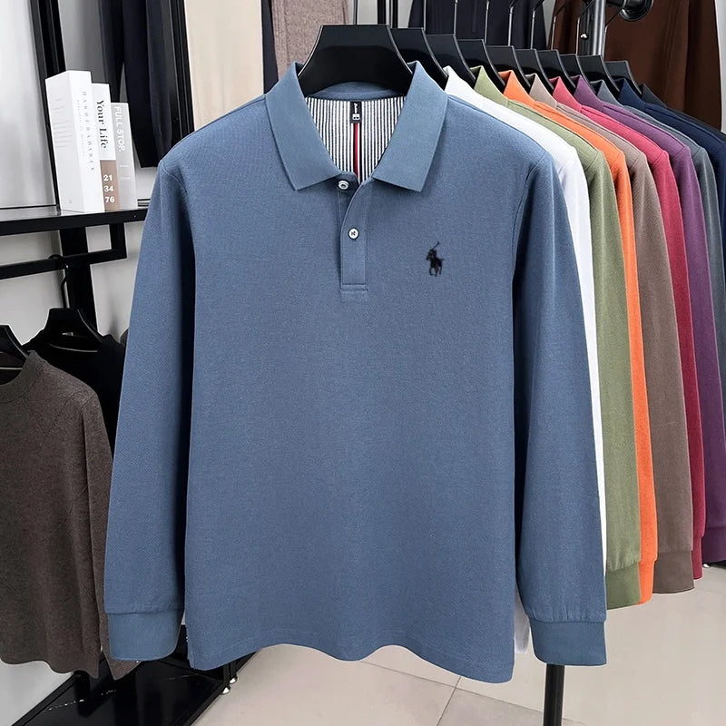 100% pure cotton 2025 Spring and Autumn new high-quality mens business casual polo shirt exquisite brand embroidered T-shirt top