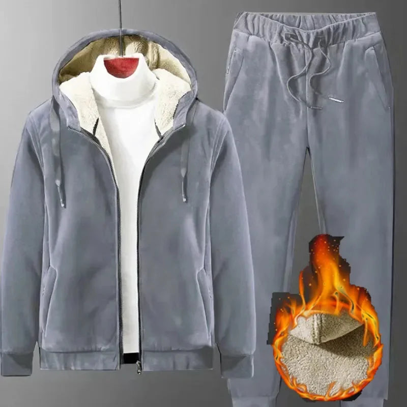 Winter Lambwool Tracksuit Piece Sets Warm Thicken Fleece Joggers Pants Outfits Casual Womens Plush Hooded Sweatshirts Conjuntos